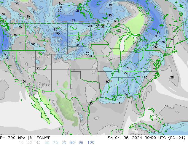 Humedad rel. 700hPa ECMWF sáb 04.05.2024 00 UTC