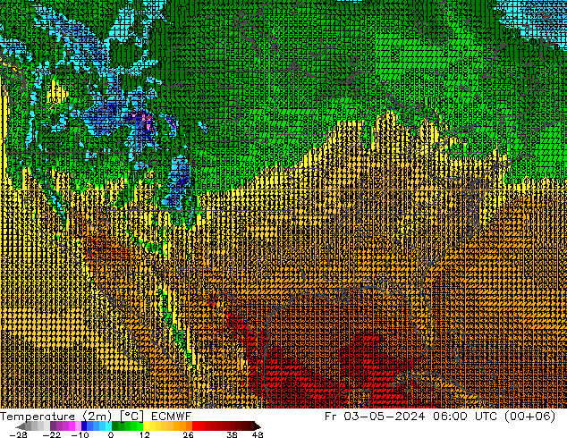 Temperatura (2m) ECMWF ven 03.05.2024 06 UTC