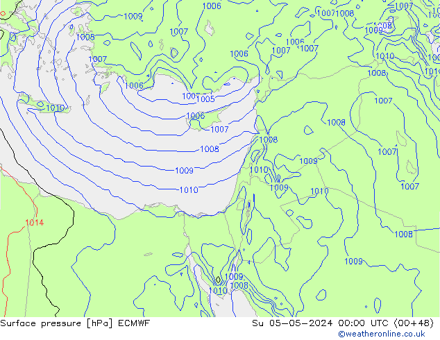 pressão do solo ECMWF Dom 05.05.2024 00 UTC