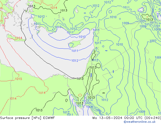 Atmosférický tlak ECMWF Po 13.05.2024 00 UTC