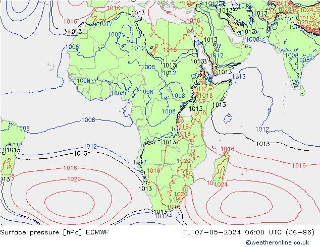 pressão do solo ECMWF Ter 07.05.2024 06 UTC