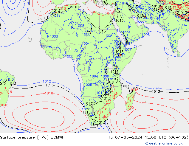 Bodendruck ECMWF Di 07.05.2024 12 UTC