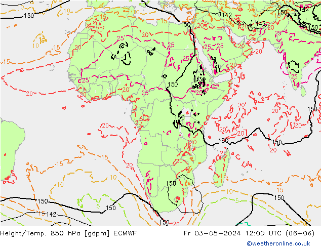 Height/Temp. 850 hPa ECMWF pt. 03.05.2024 12 UTC