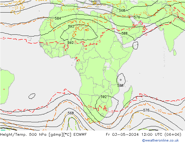 Yükseklik/Sıc. 500 hPa ECMWF Cu 03.05.2024 12 UTC