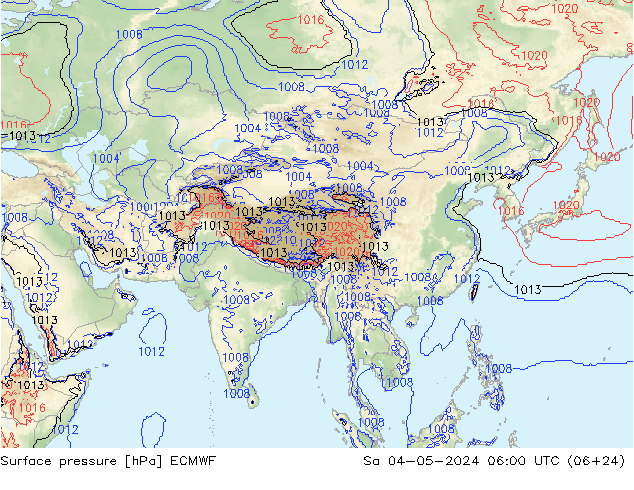 Atmosférický tlak ECMWF So 04.05.2024 06 UTC