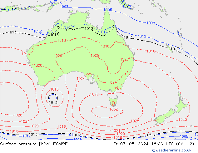 pressão do solo ECMWF Sex 03.05.2024 18 UTC