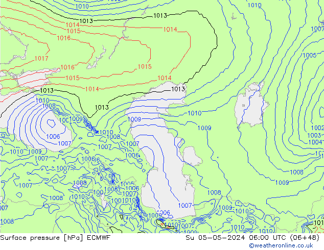 Bodendruck ECMWF So 05.05.2024 06 UTC