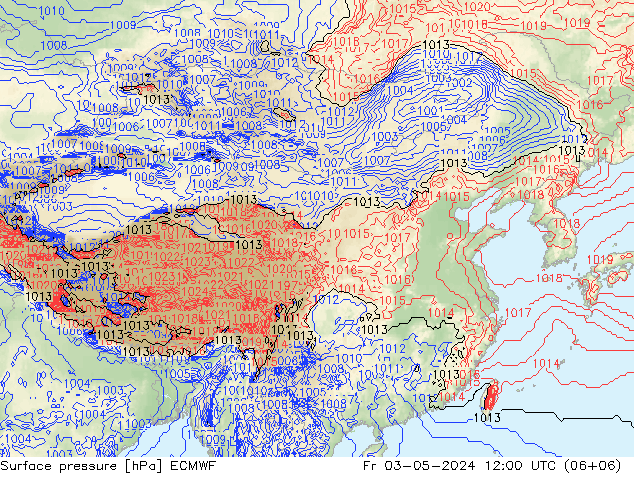 地面气压 ECMWF 星期五 03.05.2024 12 UTC