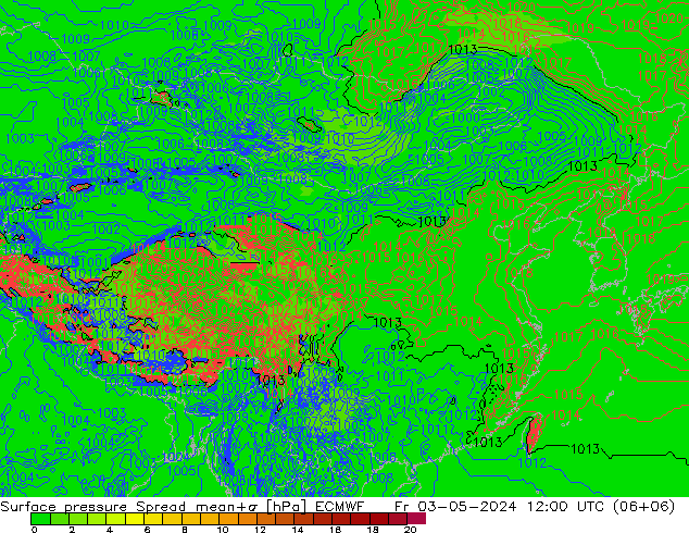 地面气压 Spread ECMWF 星期五 03.05.2024 12 UTC