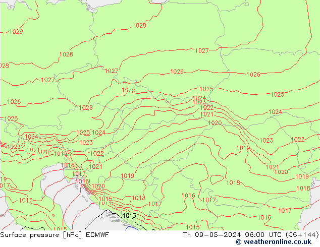 Surface pressure ECMWF Th 09.05.2024 06 UTC