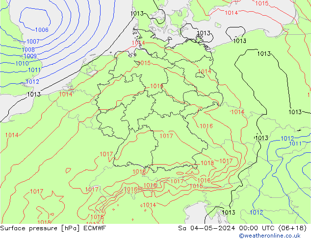 Surface pressure ECMWF Sa 04.05.2024 00 UTC