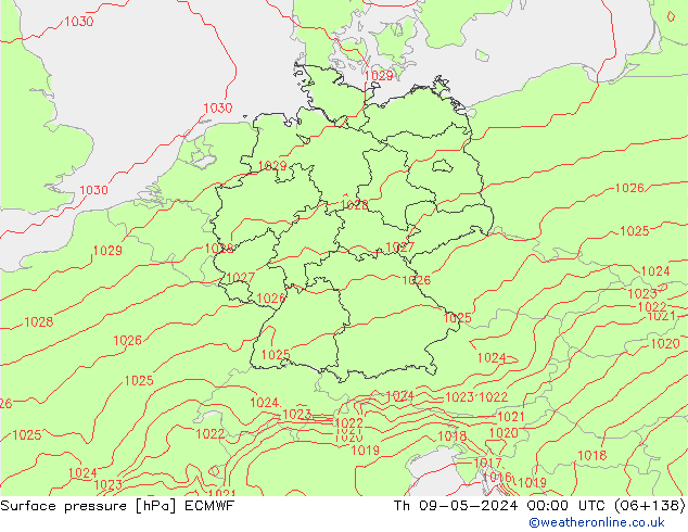 Surface pressure ECMWF Th 09.05.2024 00 UTC