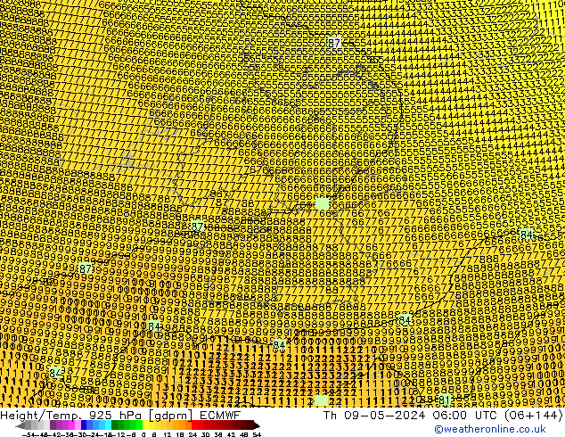 Height/Temp. 925 hPa ECMWF Th 09.05.2024 06 UTC