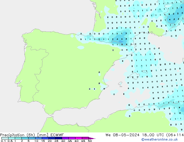 Yağış (6h) ECMWF Çar 08.05.2024 00 UTC