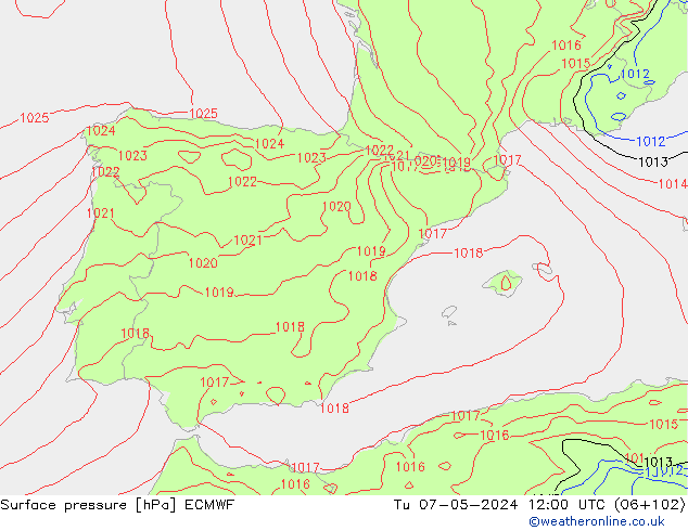 Pressione al suolo ECMWF mar 07.05.2024 12 UTC