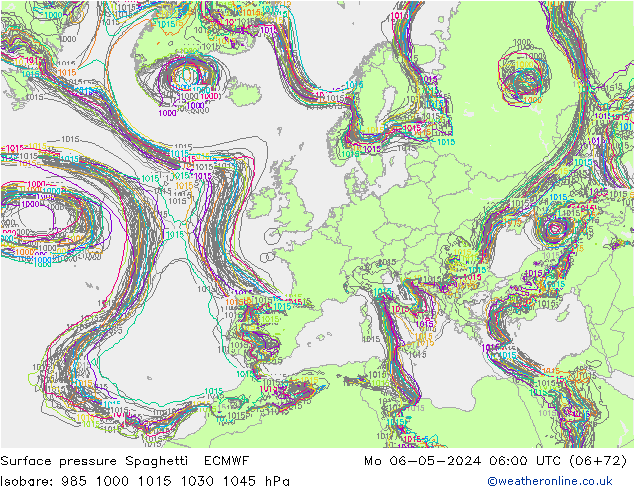 Surface pressure Spaghetti ECMWF Mo 06.05.2024 06 UTC