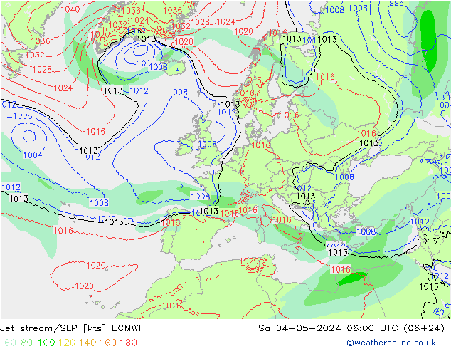 Polarjet/Bodendruck ECMWF Sa 04.05.2024 06 UTC