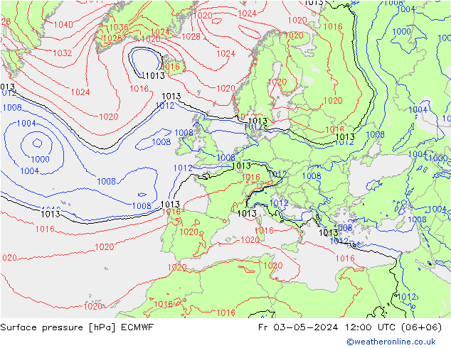 pressão do solo ECMWF Sex 03.05.2024 12 UTC