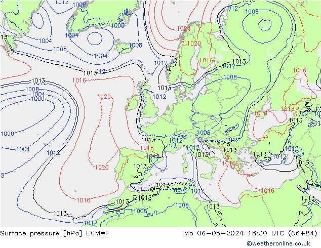 Pressione al suolo ECMWF lun 06.05.2024 18 UTC