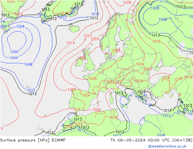 Surface pressure ECMWF Th 09.05.2024 00 UTC