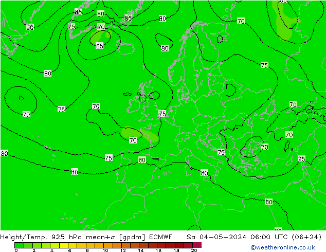 Hoogte/Temp. 925 hPa ECMWF za 04.05.2024 06 UTC
