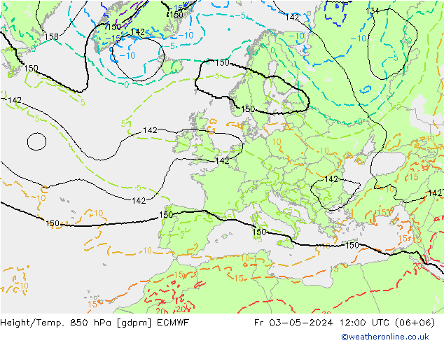 Height/Temp. 850 hPa ECMWF  03.05.2024 12 UTC