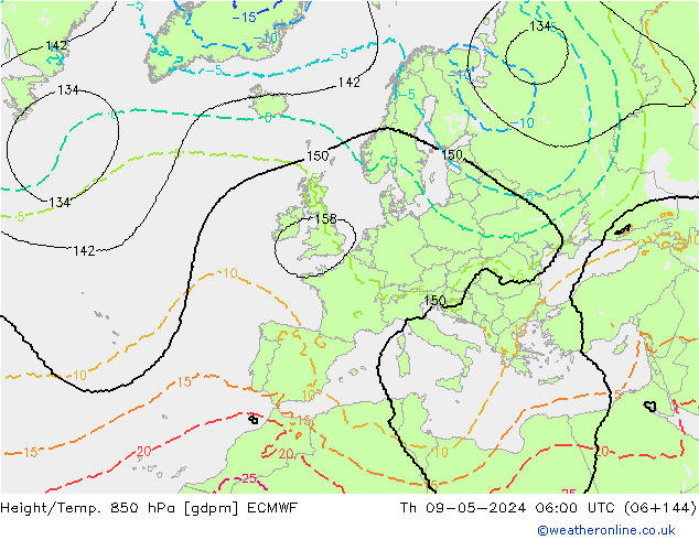 Height/Temp. 850 hPa ECMWF Do 09.05.2024 06 UTC