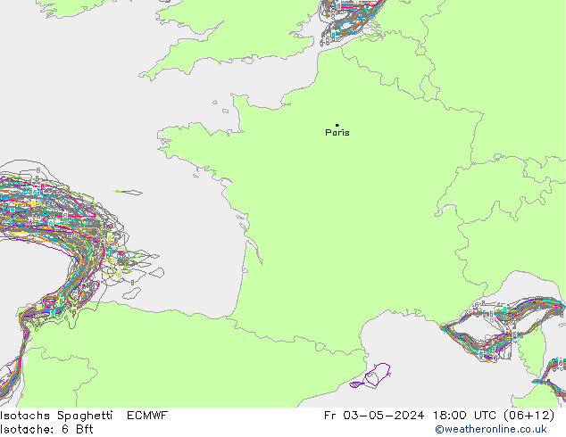 Isotachen Spaghetti ECMWF Fr 03.05.2024 18 UTC