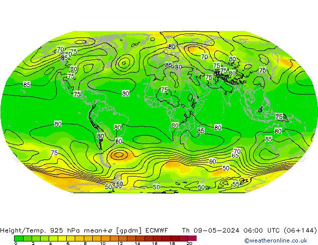 Yükseklik/Sıc. 925 hPa ECMWF Per 09.05.2024 06 UTC