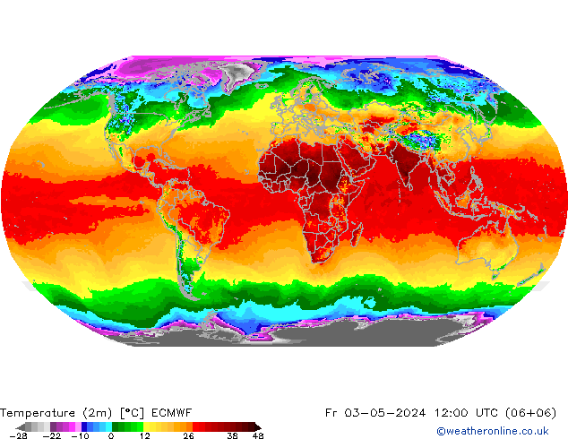 Temperature (2m) ECMWF Fr 03.05.2024 12 UTC