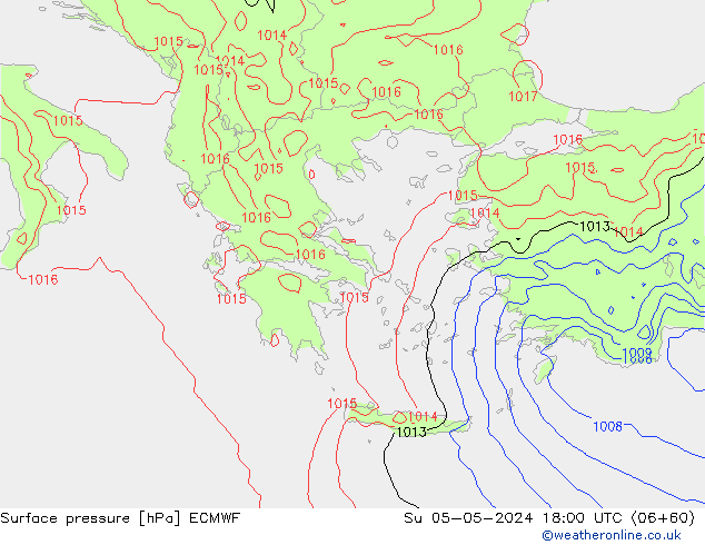 pressão do solo ECMWF Dom 05.05.2024 18 UTC
