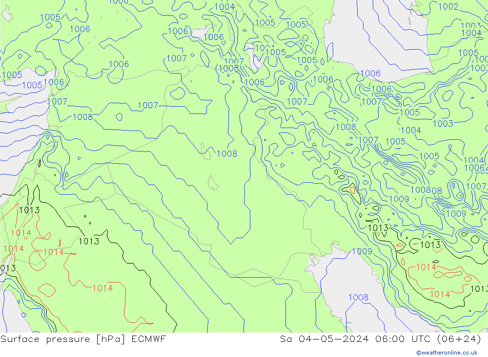 Surface pressure ECMWF Sa 04.05.2024 06 UTC