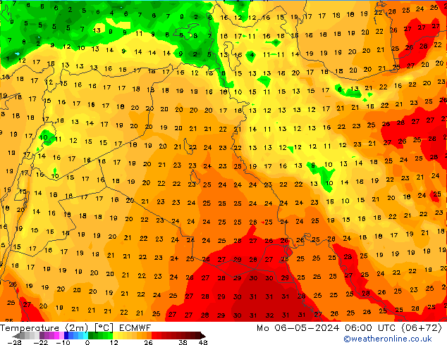 Temperatura (2m) ECMWF lun 06.05.2024 06 UTC