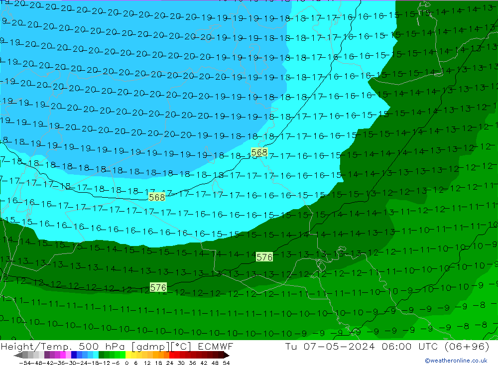 Géop./Temp. 500 hPa ECMWF mar 07.05.2024 06 UTC