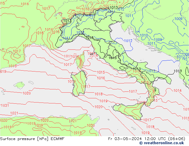 ciśnienie ECMWF pt. 03.05.2024 12 UTC