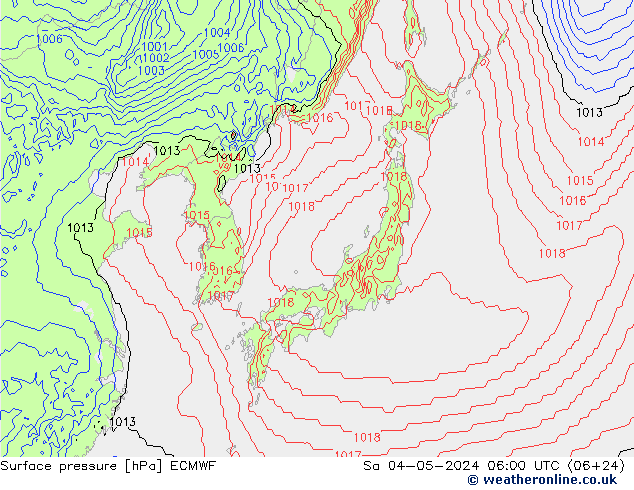 Surface pressure ECMWF Sa 04.05.2024 06 UTC