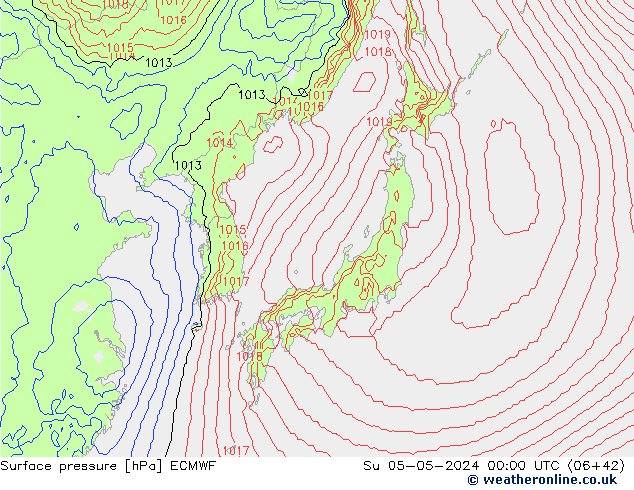 Surface pressure ECMWF Su 05.05.2024 00 UTC