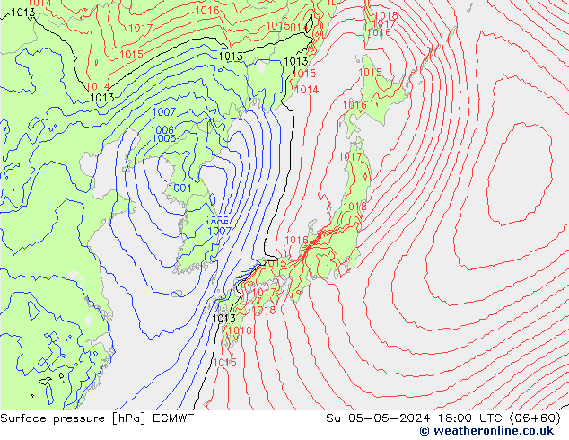 Surface pressure ECMWF Su 05.05.2024 18 UTC