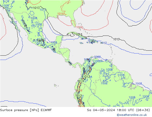 Presión superficial ECMWF sáb 04.05.2024 18 UTC