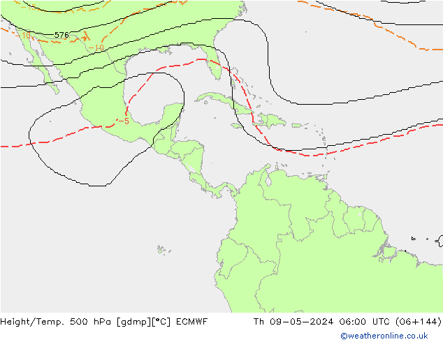 Height/Temp. 500 hPa ECMWF Do 09.05.2024 06 UTC