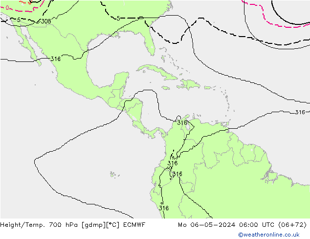 Height/Temp. 700 hPa ECMWF lun 06.05.2024 06 UTC