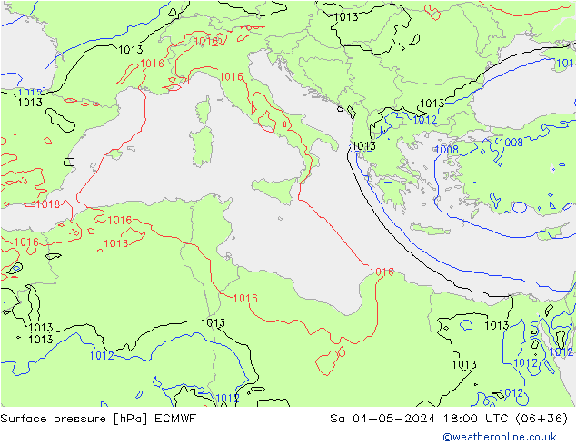 Luchtdruk (Grond) ECMWF za 04.05.2024 18 UTC