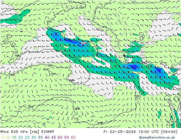 Vento 925 hPa ECMWF Sex 03.05.2024 12 UTC