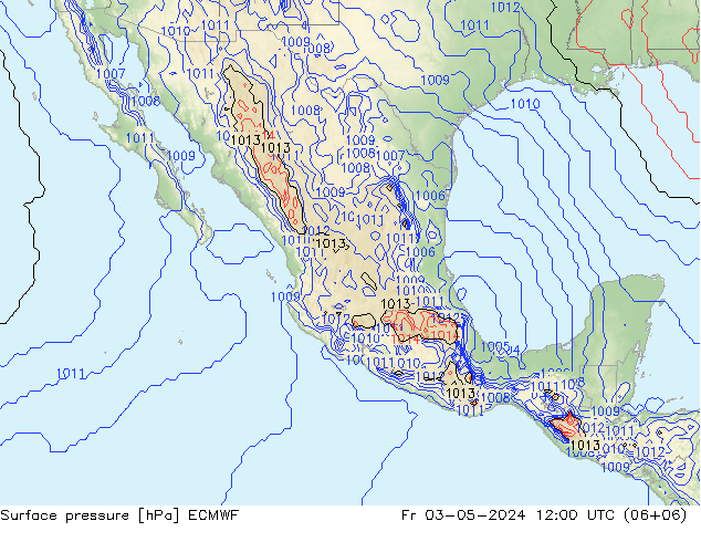 Presión superficial ECMWF vie 03.05.2024 12 UTC