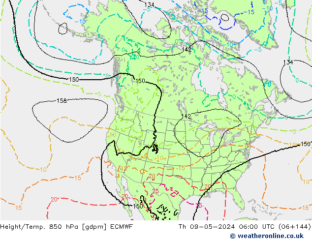 Height/Temp. 850 hPa ECMWF Th 09.05.2024 06 UTC