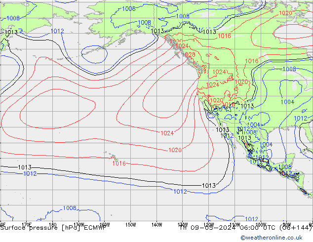 Presión superficial ECMWF jue 09.05.2024 06 UTC