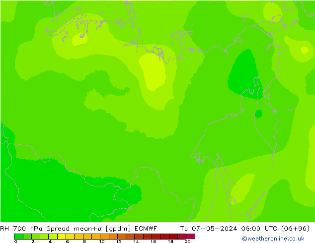 RV 700 hPa Spread ECMWF di 07.05.2024 06 UTC