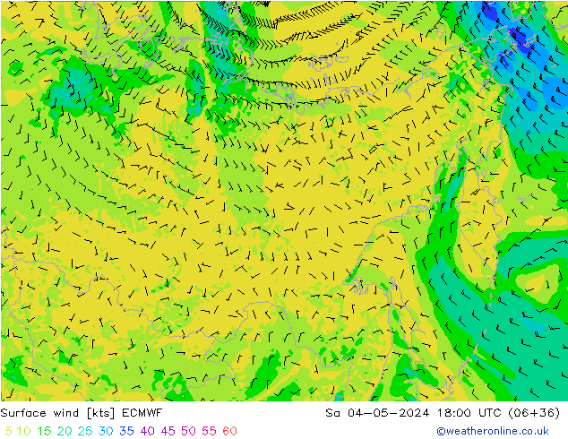 Rüzgar 10 m ECMWF Cts 04.05.2024 18 UTC