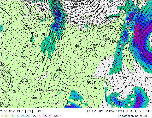 Wind 925 hPa ECMWF Pá 03.05.2024 12 UTC