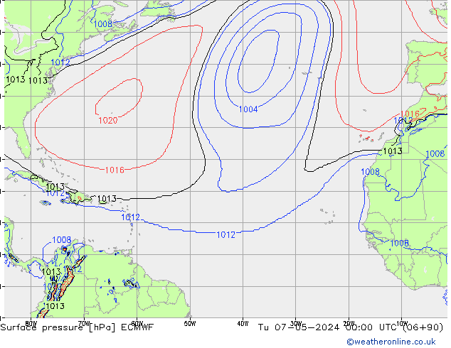 Surface pressure ECMWF Tu 07.05.2024 00 UTC